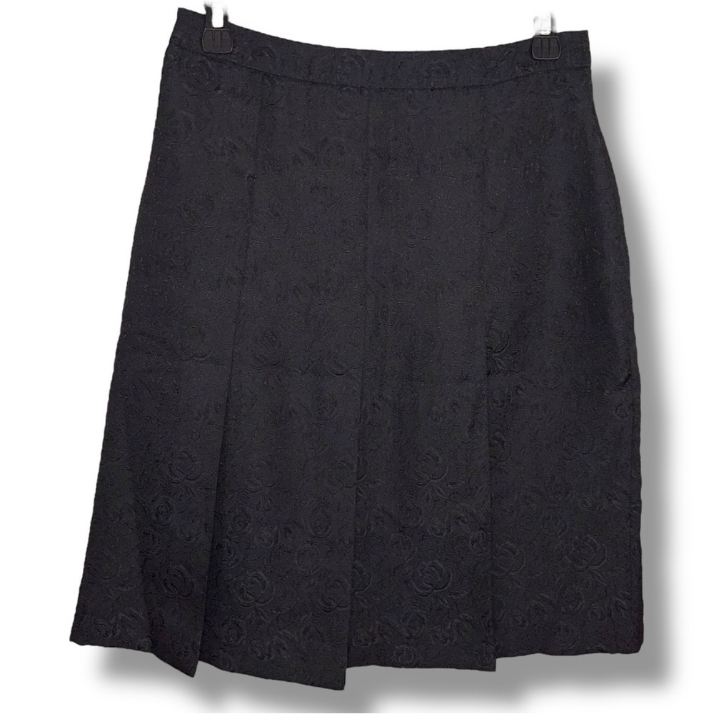 Old Navy Size 1 Black Floral Pleated Skirt A-line  Classic Event Party Goth